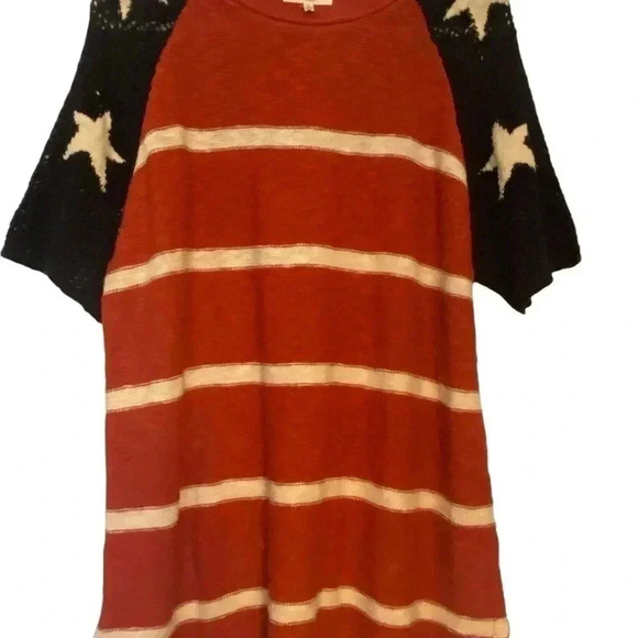 Easel Red White Blue Stars sweater top - Picture 3 of 6